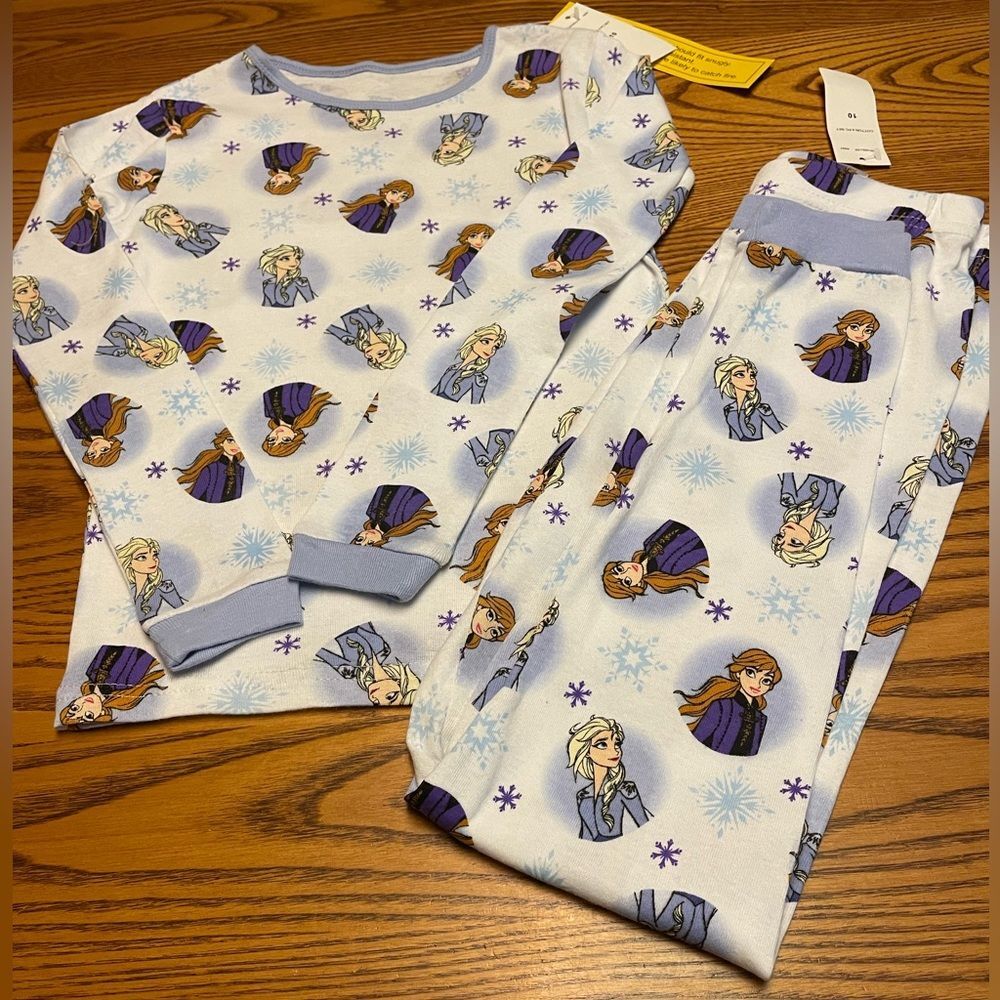 Frozen Disney 2 pc set log sleeves Elsa and Anna pajamas size 10 New